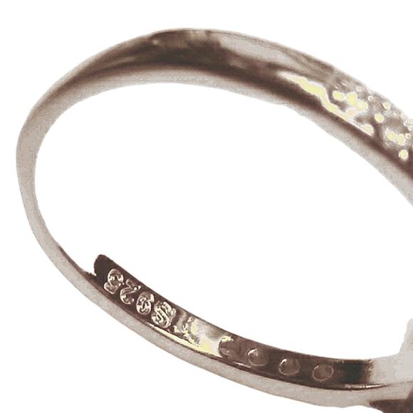 Cocktail Ring Sterling Silver 925 Sz 8 Simulated REALISTIC DIAMONDS Luxe Flower - Picture 6 of 11